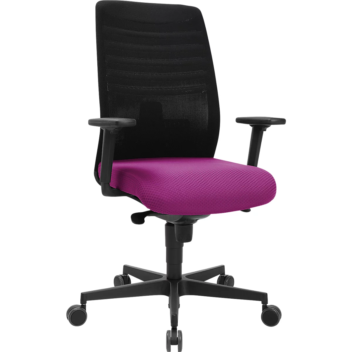 Bureaustoel SSI Lady Proline - 3D punt synchroonmechanisme - wellness zitting - 3D netrugleuning - met armleuningen - zwart/paars - Schäfer Shop Genius 