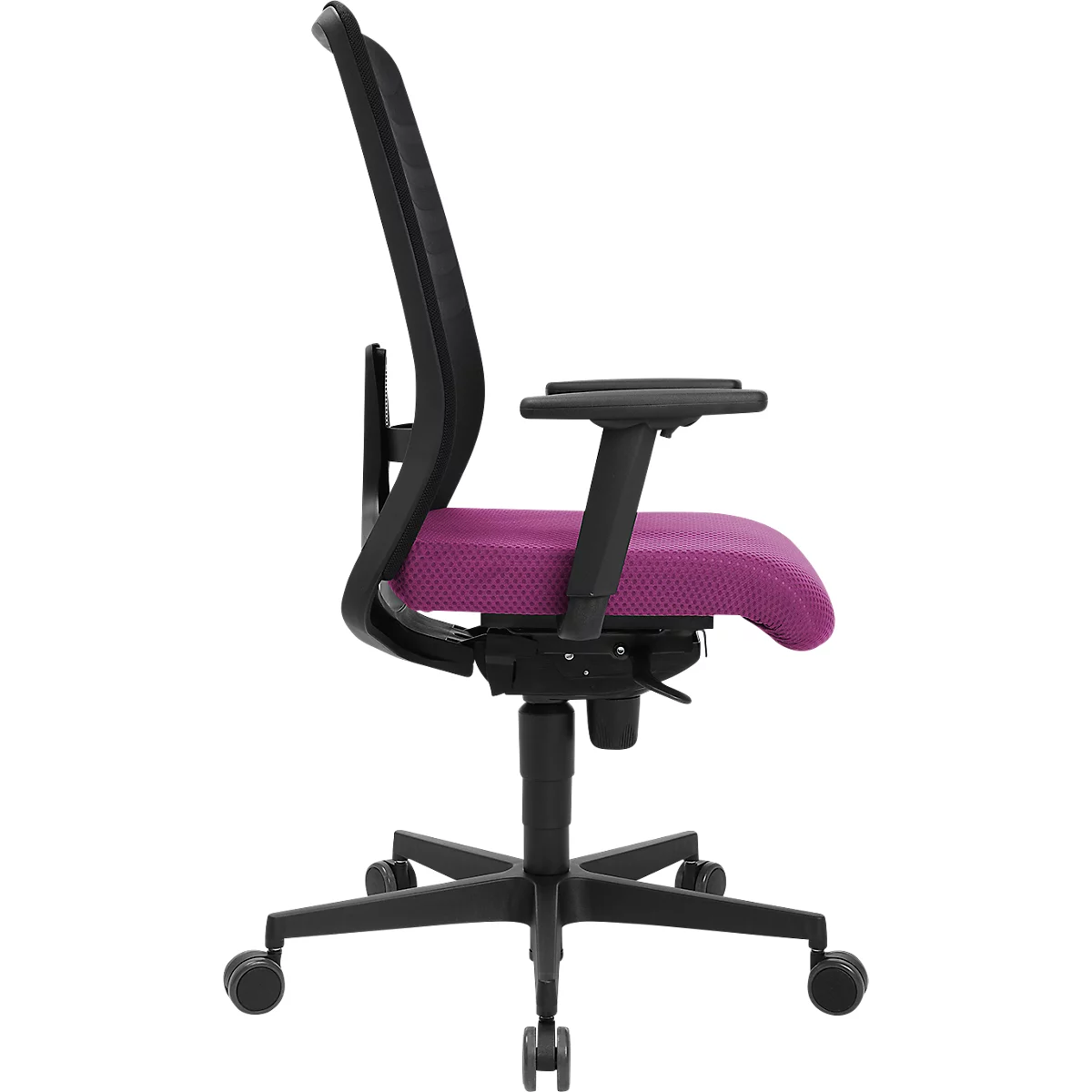 Bureaustoel SSI Lady Proline - 3D punt synchroonmechanisme - wellness zitting - 3D netrugleuning - met armleuningen - zwart/paars - Schäfer Shop Genius 
