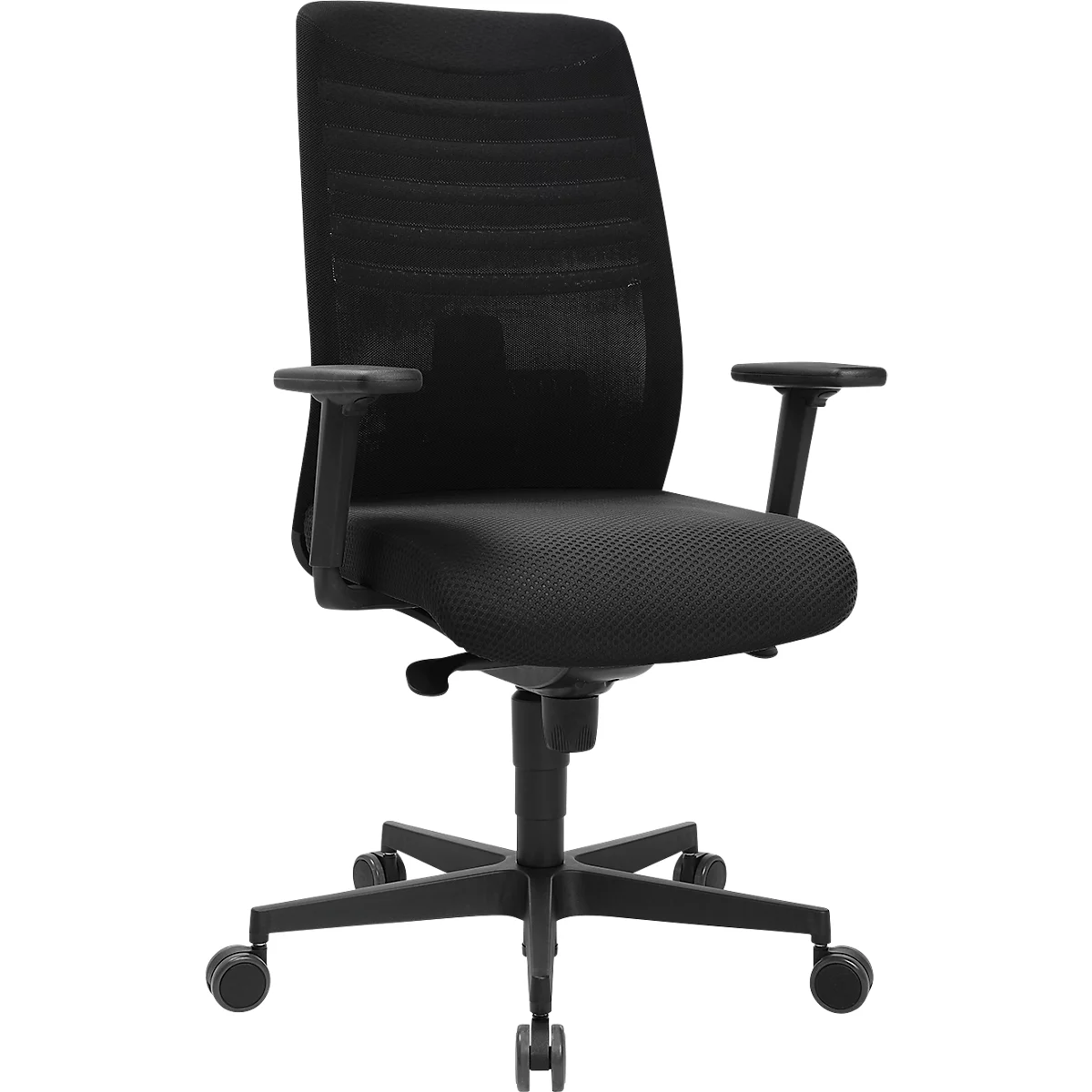 Bureaustoel SSI Lady Proline - 3D punt synchroonmechanisme - wellness zitting - 3D netrugleuning - met armleuningen - zwart/zwart - Schäfer Shop Genius 