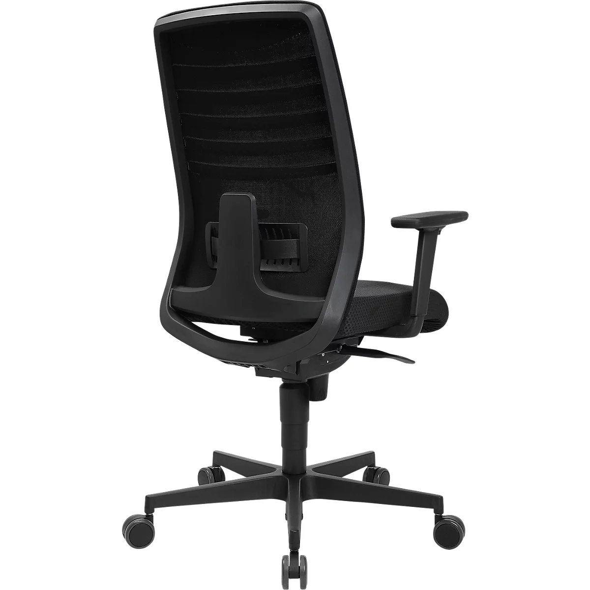 Bureaustoel SSI Lady Proline - 3D punt synchroonmechanisme - wellness zitting - 3D netrugleuning - met armleuningen - zwart/zwart - Schäfer Shop Genius 