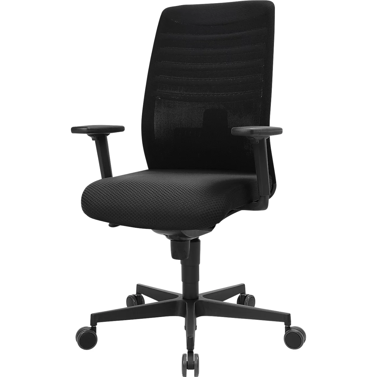 Bureaustoel SSI Lady Proline - 3D punt synchroonmechanisme - wellness zitting - 3D netrugleuning - met armleuningen - zwart/zwart - Schäfer Shop Genius 