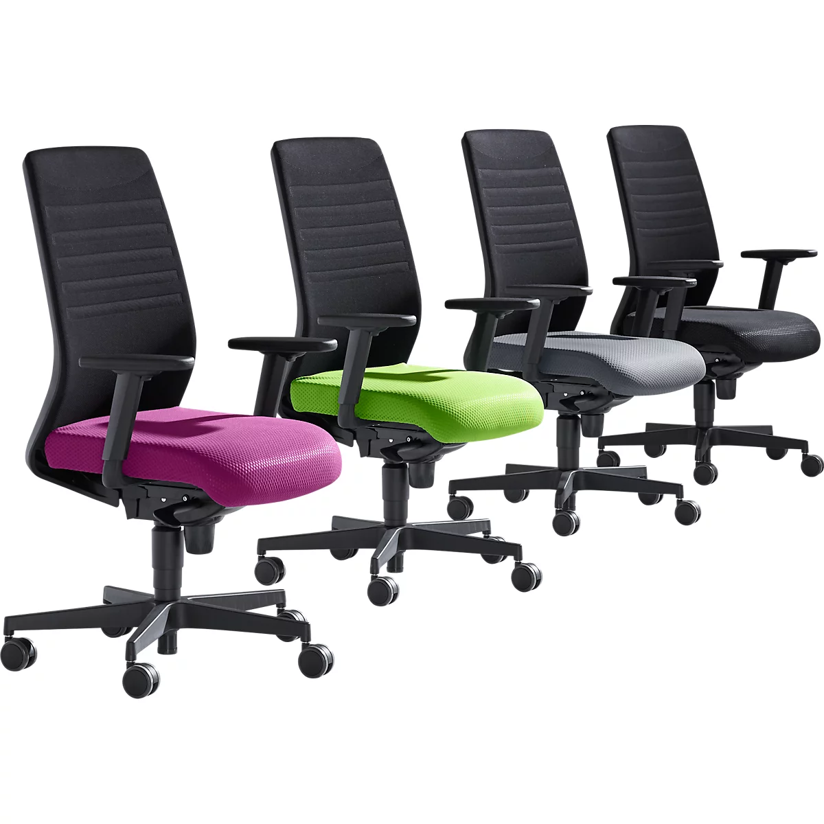 Bureaustoel SSI Lady Proline - 3D punt synchroonmechanisme - wellness zitting - 3D netrugleuning - met armleuningen - zwart/zwart - Schäfer Shop Genius 