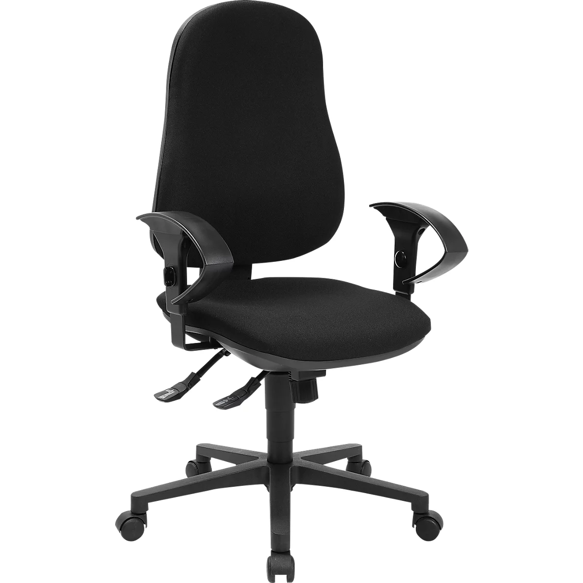 Bureaustoel SSI Proline CLEAN - antibacteriële coating - synchroonmechanisme - zitting met tussenwervelschijf - met armleuningen - zwart - Schäfer Shop Pure