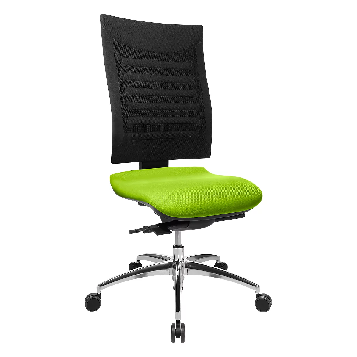 Bureaustoel SSI Proline S3 - synchroonmechanisme- ergonomische leuning - zonder armleuningen - zwart/apppelgroen - Schäfer Shop Select