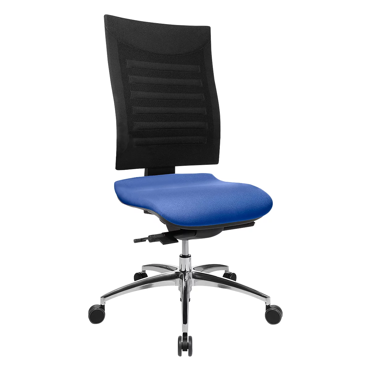 Bureaustoel SSI Proline S3 - synchroonmechanisme- ergonomische leuning - zonder armleuningen - zwart/blauw - Schäfer Shop Select