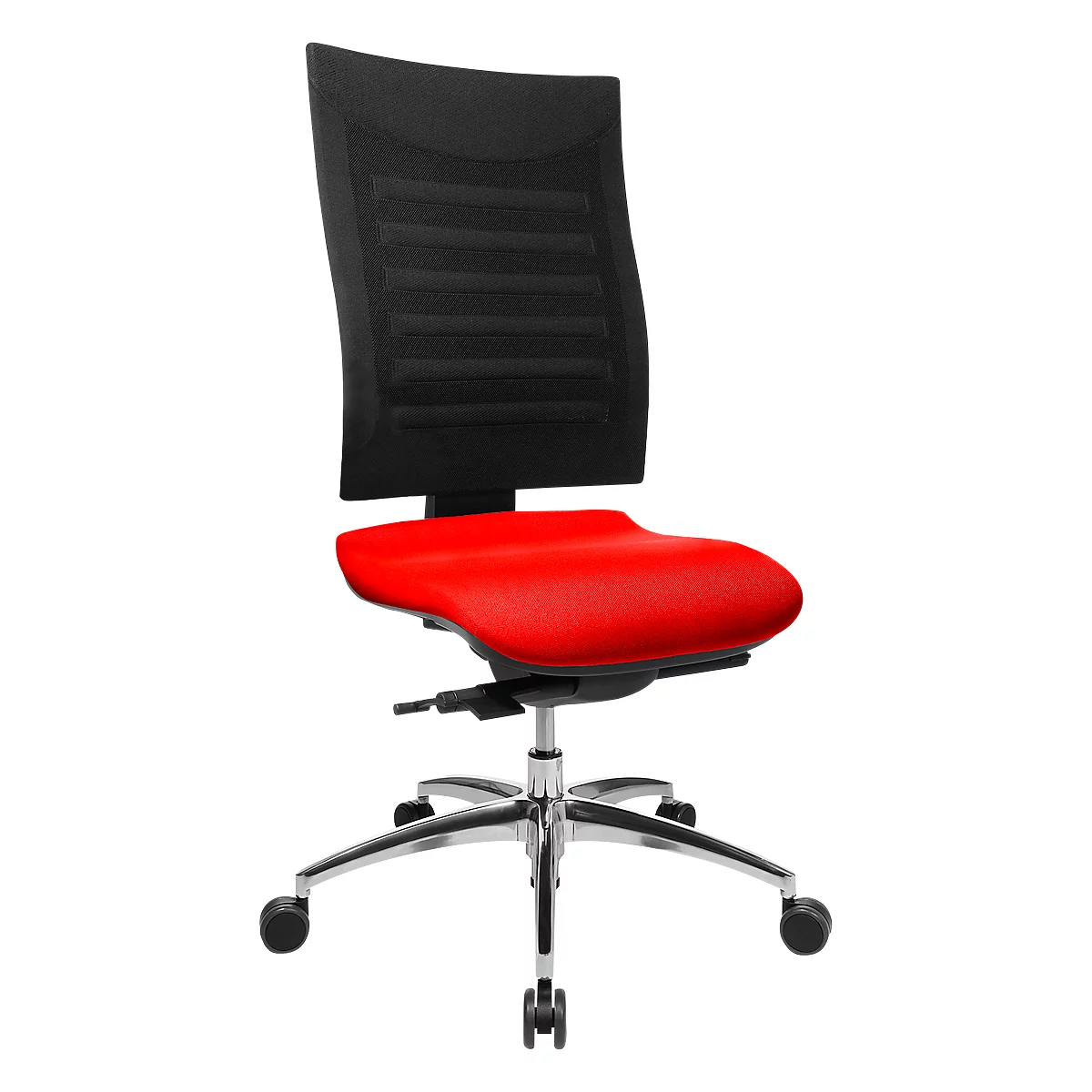 Bureaustoel SSI Proline S3 - synchroonmechanisme- ergonomische leuning - zonder armleuningen - zwart/rood - Schäfer Shop Select