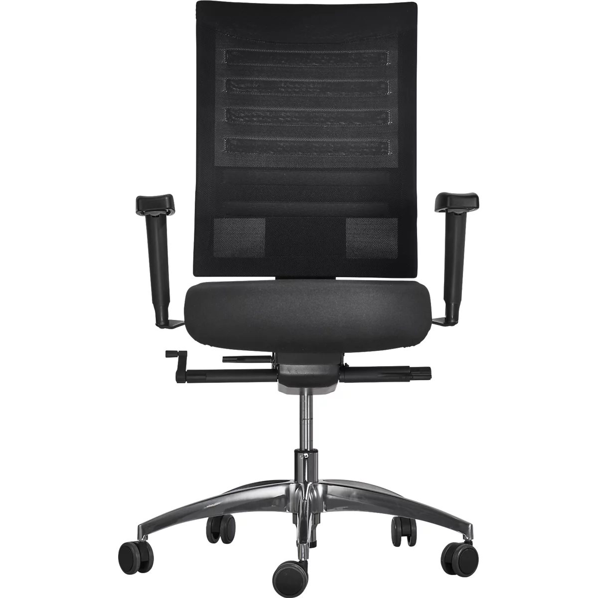 Bureaustoel WIKI, met armleuningen, netrug, kunststof frame, zwart