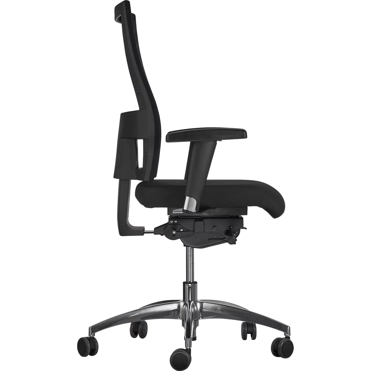 Bureaustoel WIKI, met armleuningen, netrug, kunststof frame, zwart