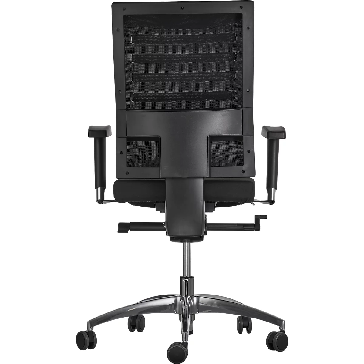Bureaustoel WIKI, met armleuningen, netrug, kunststof frame, zwart