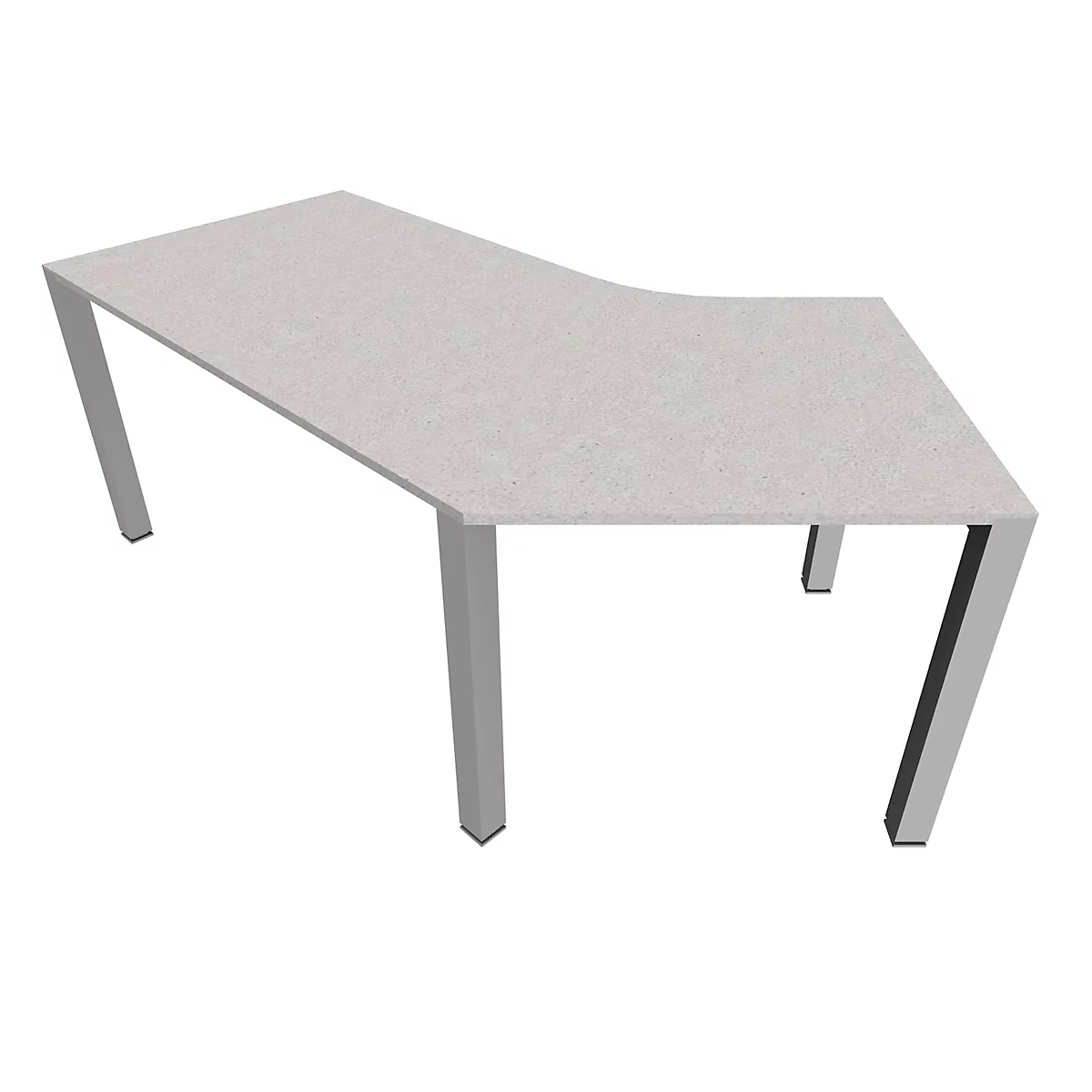 Bureautafel 135° SOLUS PLAY, 4-poot, vrije vorm, aanbouw links, B 2165 x D 800 x H 720-820 mm, ceramic grey