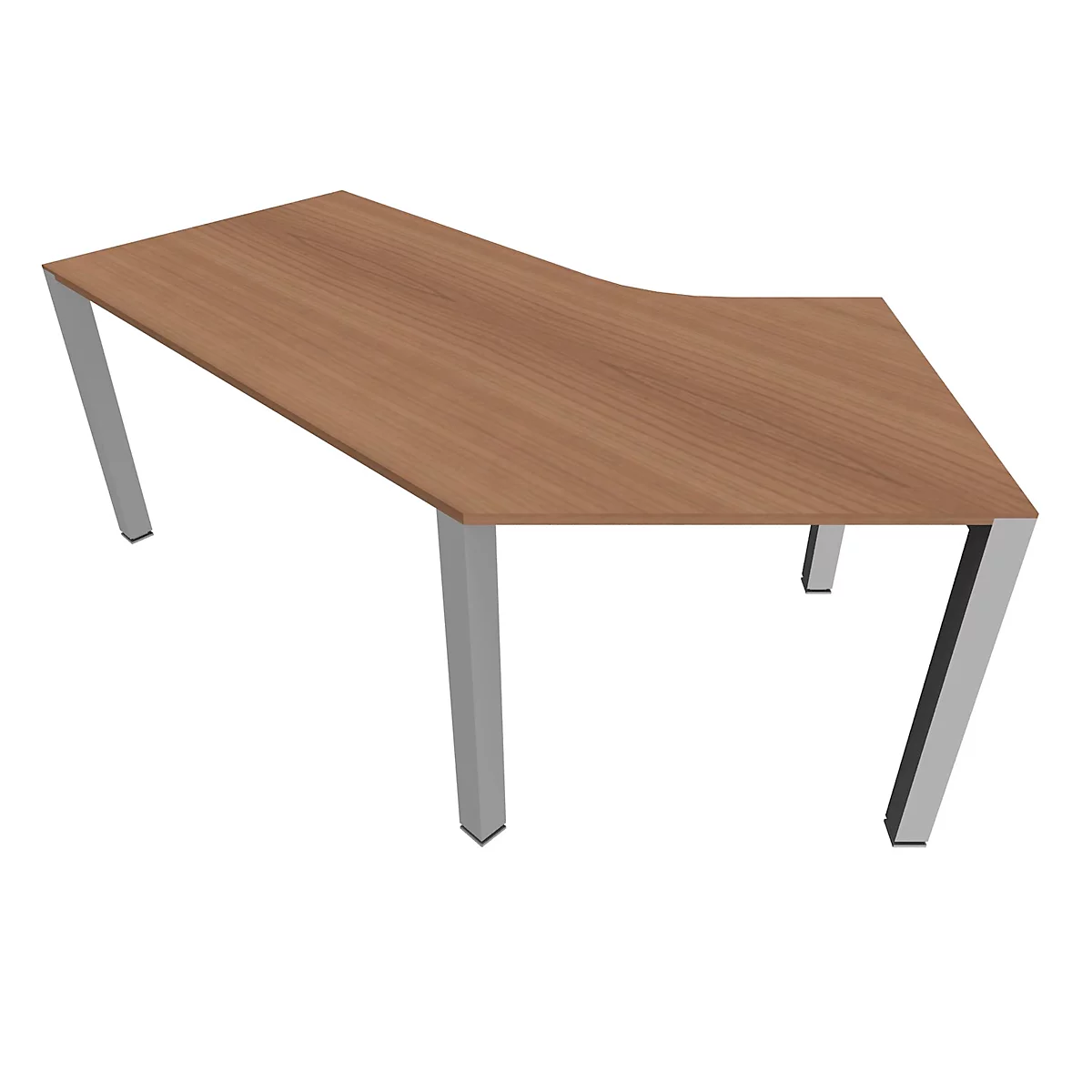 Bureautafel 135° SOLUS PLAY, 4-poot, vrije vorm, aanbouw links, B 2165 x D 800 x H 720-820 mm, kersen-Romana