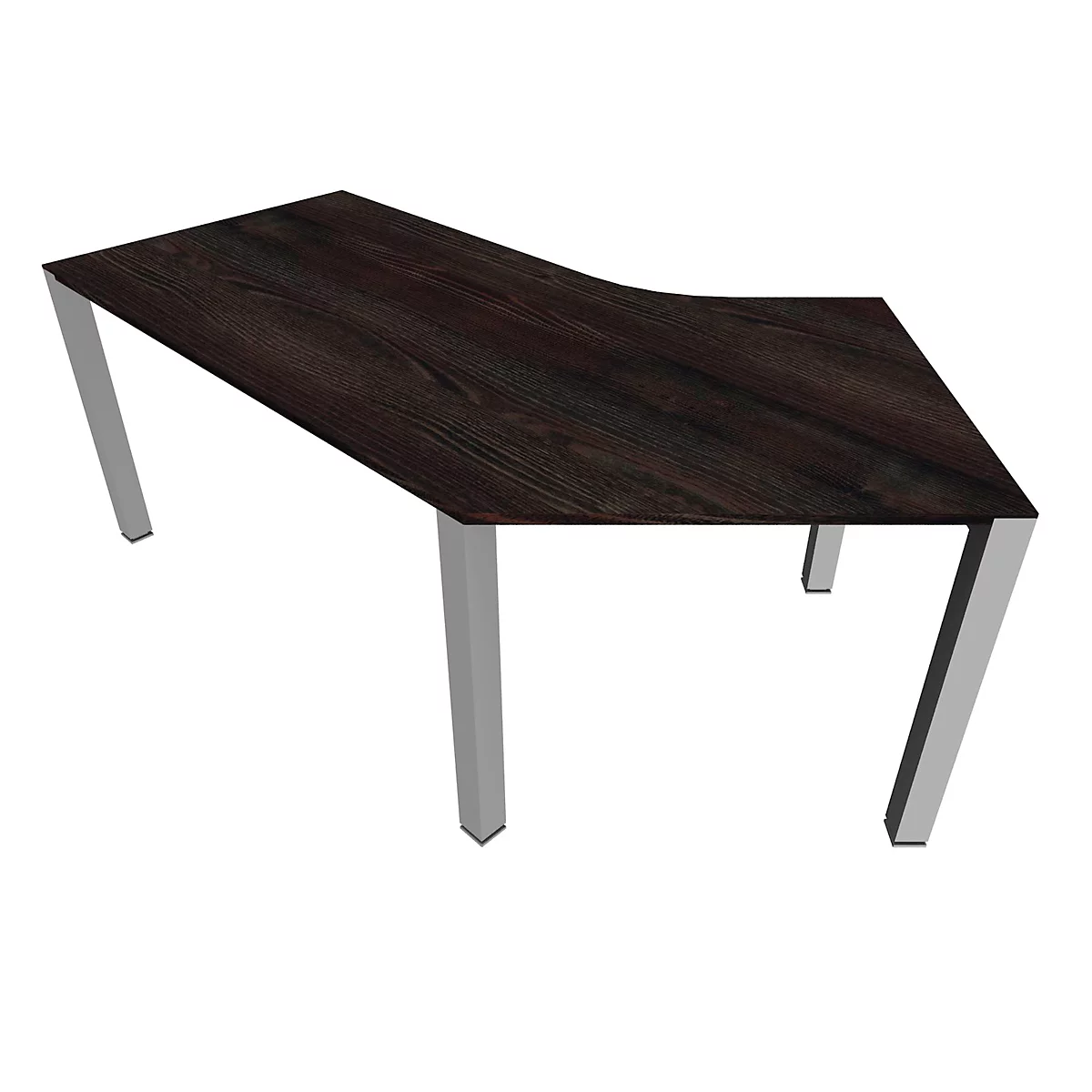 Bureautafel 135° SOLUS PLAY, 4-poot, vrije vorm, aanbouw links, B 2165 x D 800 x H 720-820 mm, moeraseik
