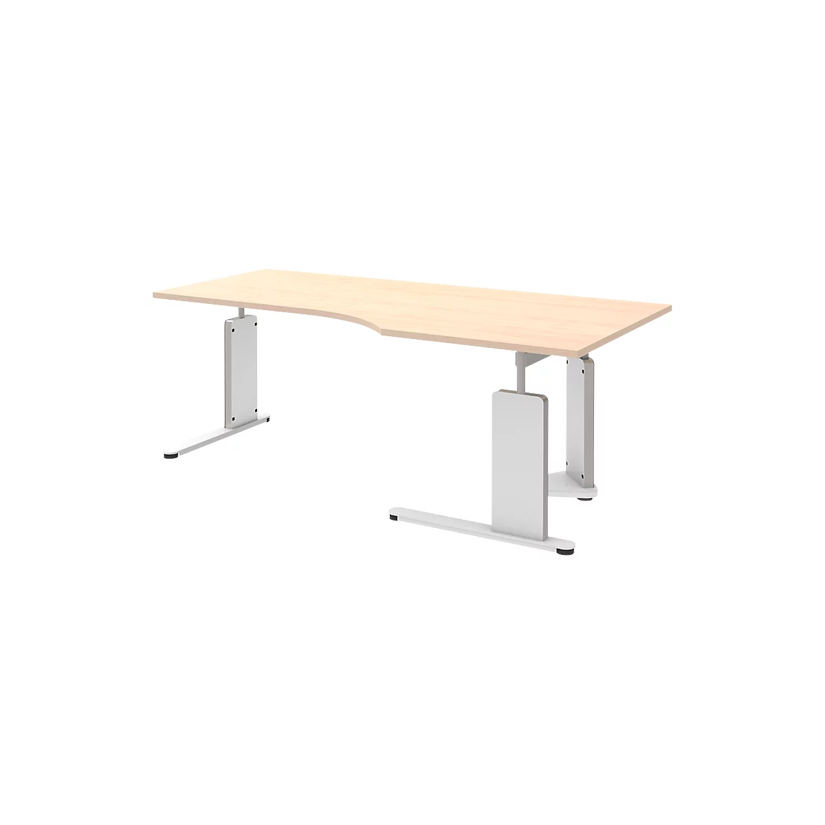 Bureautafel BARI, C-poot, vorm B, vrije vorm, aanbouw links, B 2000 mm, esdoornpatroon