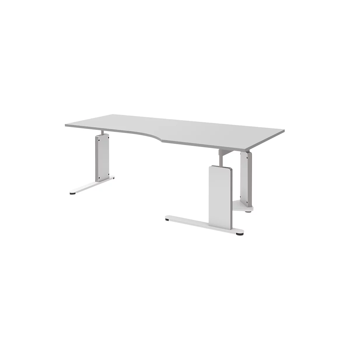 Bureautafel BARI, C-poot, vorm B, vrije vorm, aanbouw links, B 2000 mm, lichtgrijs