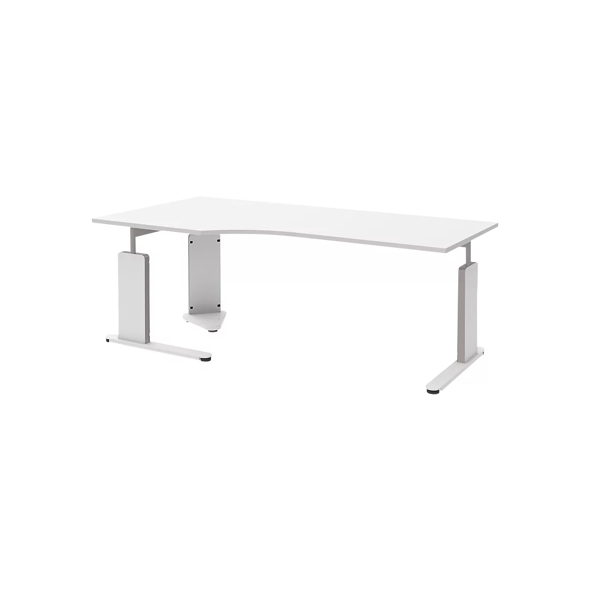 Bureautafel BARI, C-poot, vorm B, vrije vorm, aanbouw rechts, B 2000 mm, wit