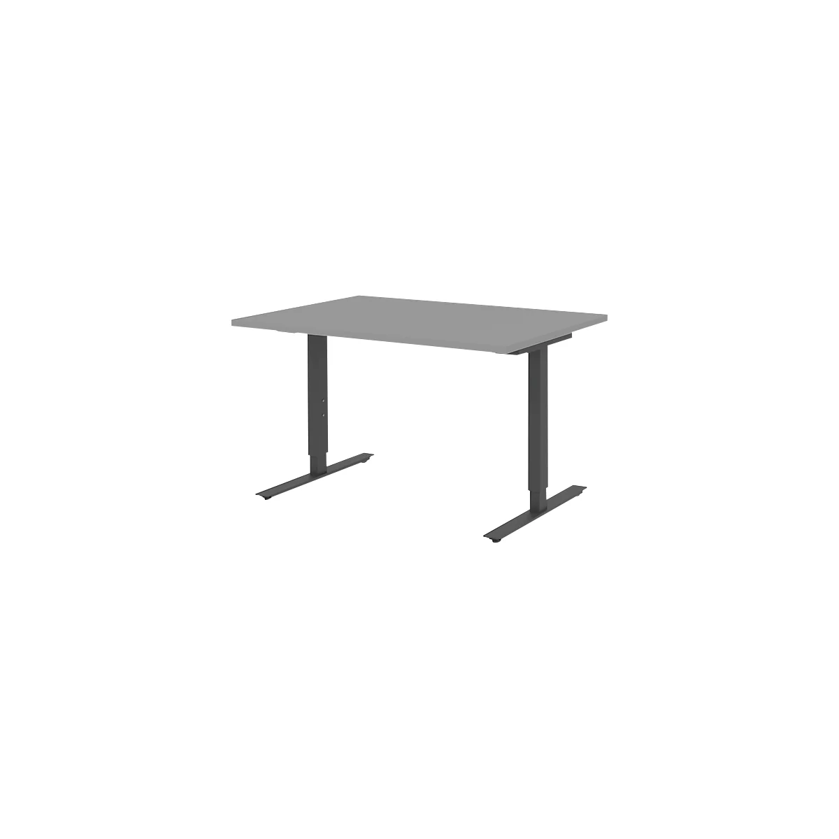 Bureautafel BARI, T-poot, rechthoek, B 1200 x D 800 x H 680-820 mm, middengrijs/antraciet