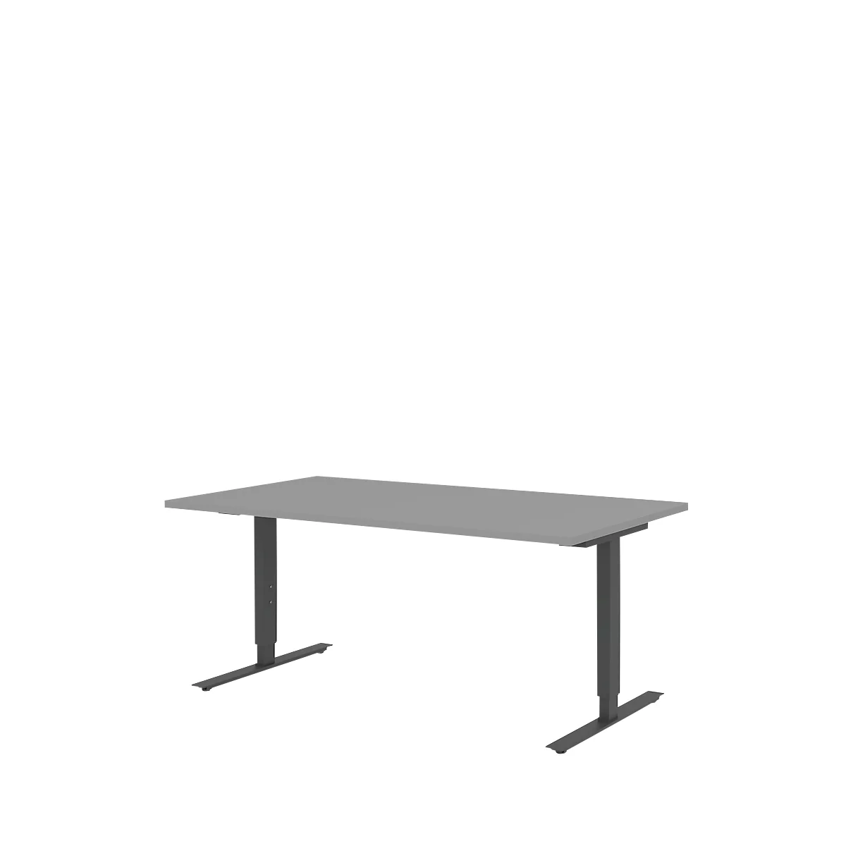 Bureautafel BARI, T-poot, rechthoek, B 1600 x D 800 x H 680-820 mm, middengrijs/antraciet