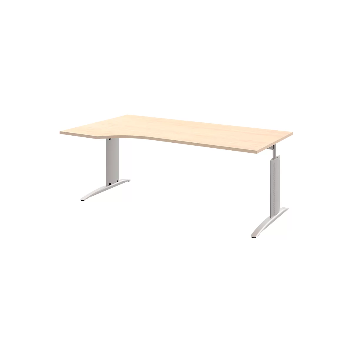 Bureautafel BARI, vrije vorm, aanbouw links, C-poot, B 1800 x D 1000 mm, esdoornpatroon