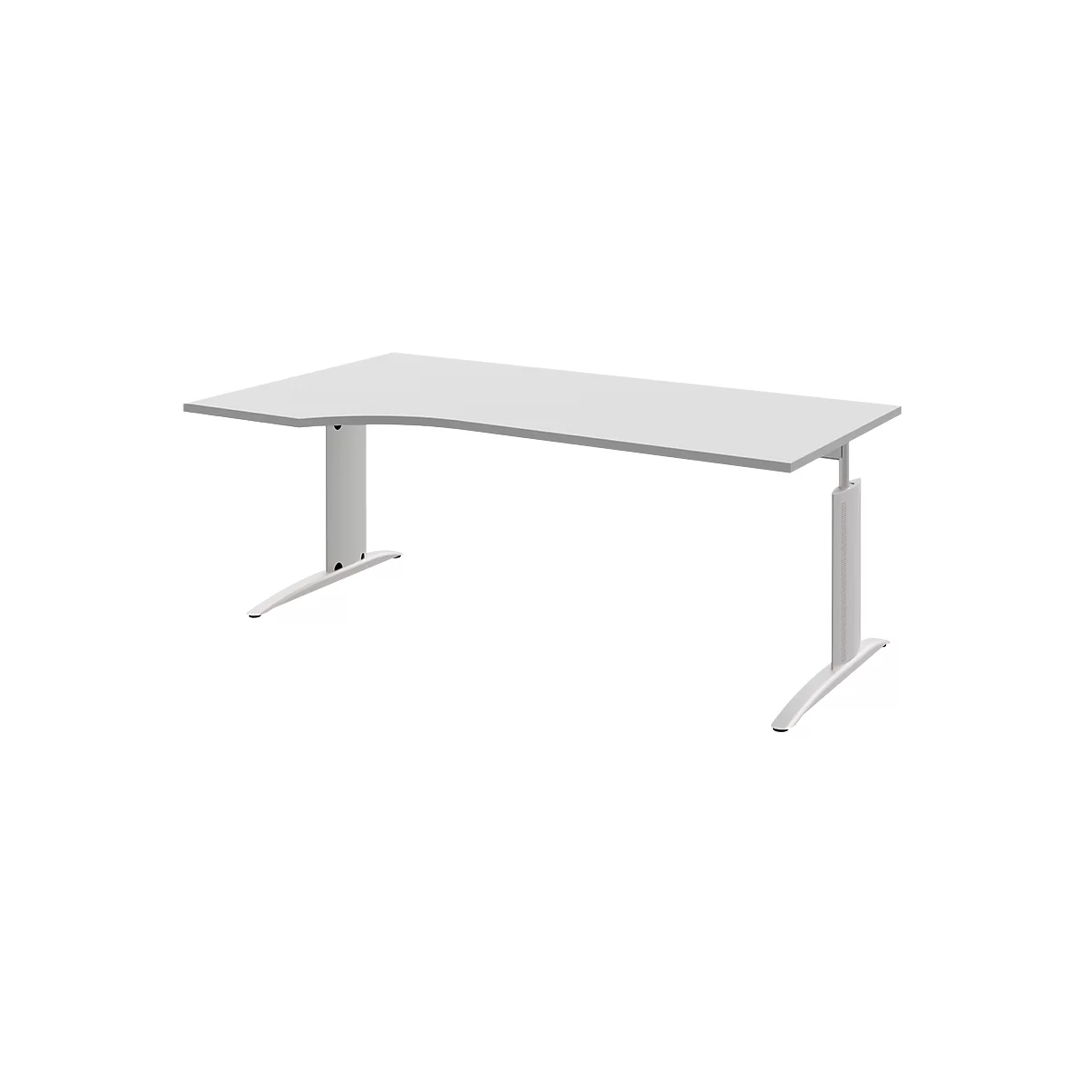 Bureautafel BARI, vrije vorm, aanbouw links, C-poot, B 1800 x D 1000 mm, lichtgrijs