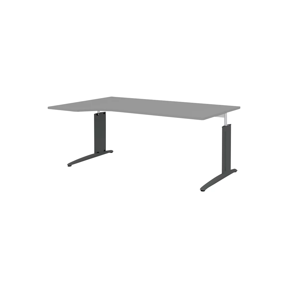 Bureautafel BARI, vrije vorm, aanbouw links, C-poot, B 1800 x D 1000 mm, middengrijs