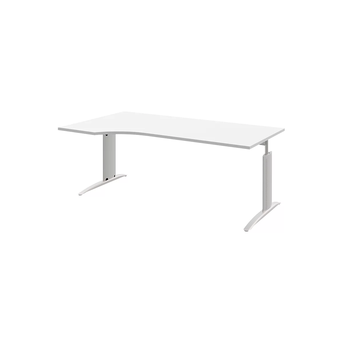 Bureautafel BARI, vrije vorm, aanbouw links, C-poot, B 1800 x D 1000 mm, wit