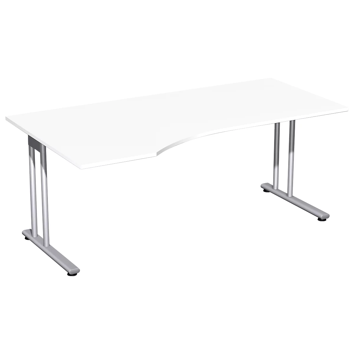 Bureautafel met aanbouw PALENQUE, C-poot, vrije vorm, links, B 1800 x D 1000/800 x H 720 mm, wit