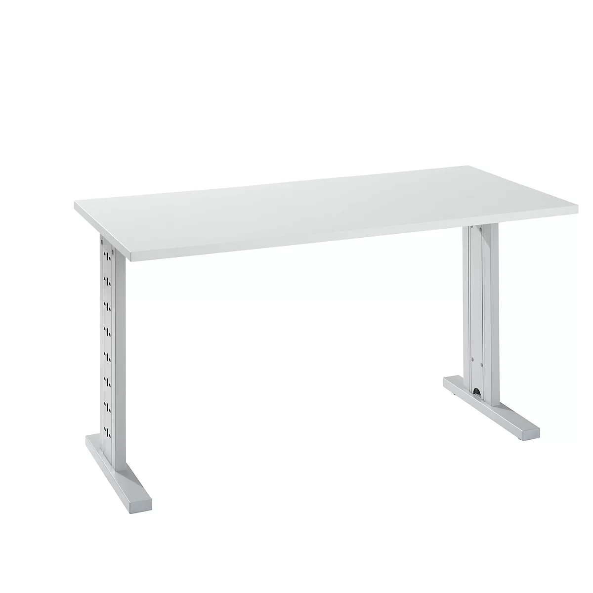 Bureautafel MOXXO IQ, rechthoekig, C-poot, B 1300 x D 650 x H 735 mm, alu lichtgrijs/wit RAL 9006 