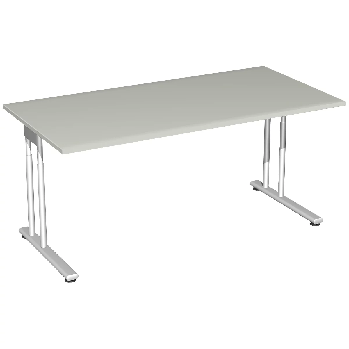 Bureautafel PALENQUE, C-poot, rechthoek, B 1600 x D 800 x H 680-820 mm, lichtgrijs