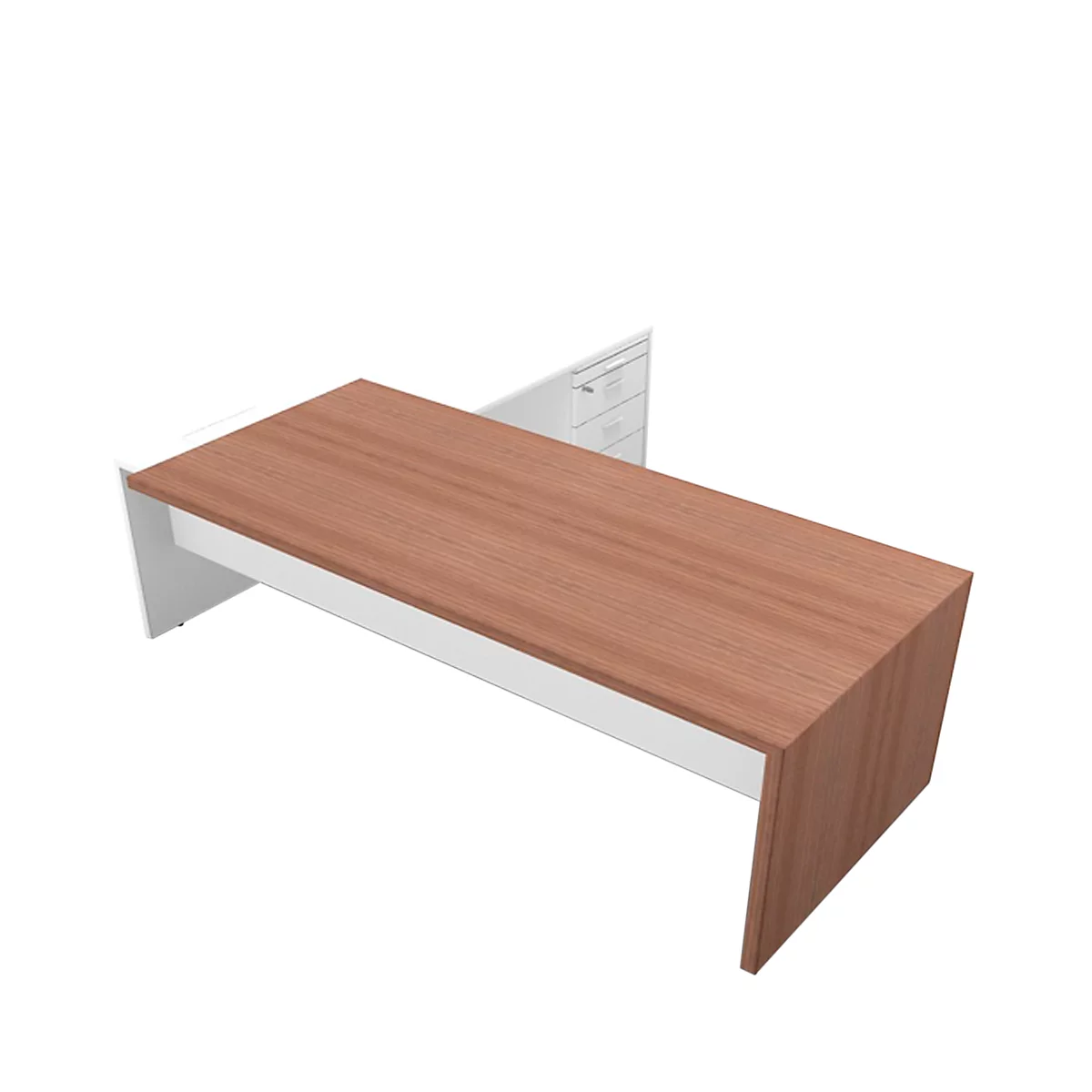Bureautafel, Sideboard X-TIME-WORK, wang, rechthoek, rechts, B 2196 mm, notenhout-Canaletto-patroon