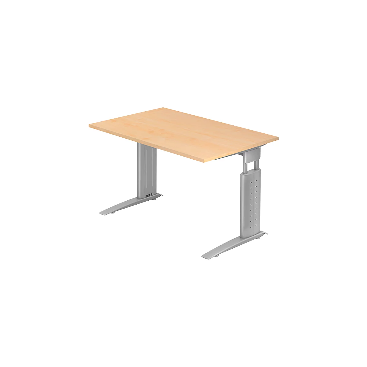Bureautafel TARVIS, C-poot, rechthoek, B 1200 mm, onderstel zilver, in hoogte verstelbaar, esdoorn