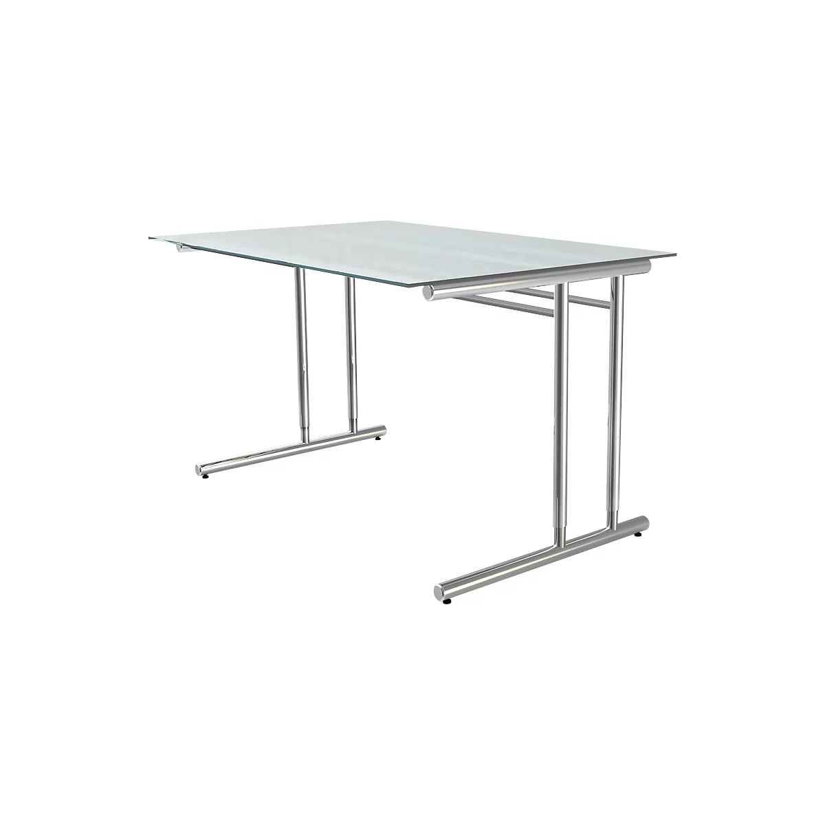 Bureautafel Toledo, in hoogte verstelbaar, C-poot, glazen blad, B 1200 x D 800 mm