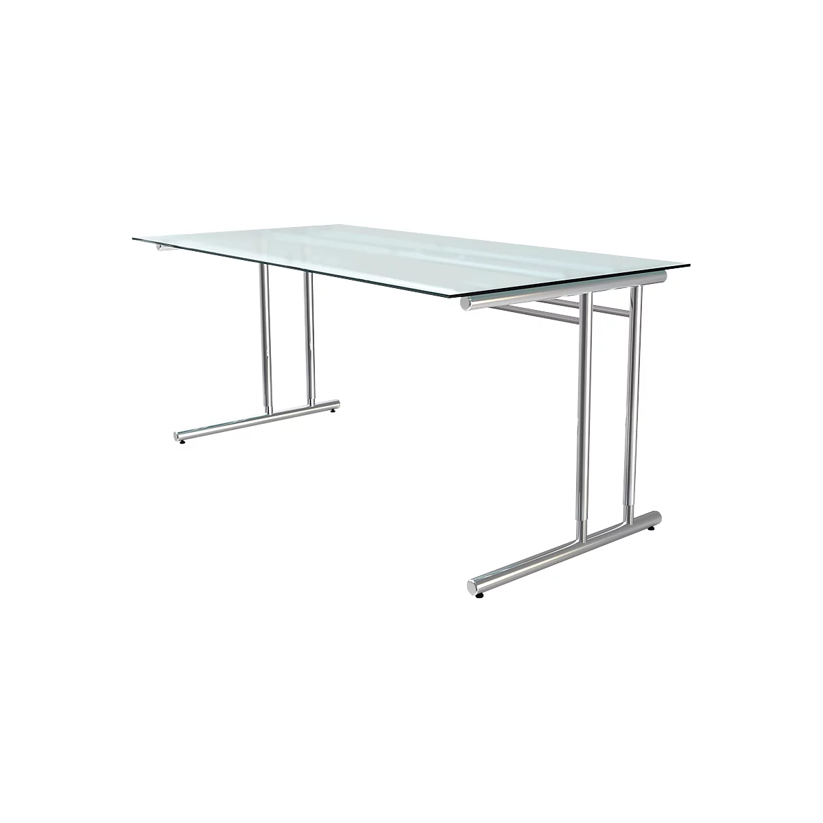 Bureautafel Toledo, in hoogte verstelbaar, C-poot, glazen blad, B 1600 x D 800 mm