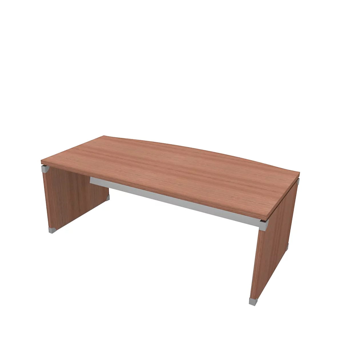Bureautafel X-TIME-WORK, wang, met ronde boog, B 2000 x D 1000 x H 740 mm, Canaletto notenpatroon/wit