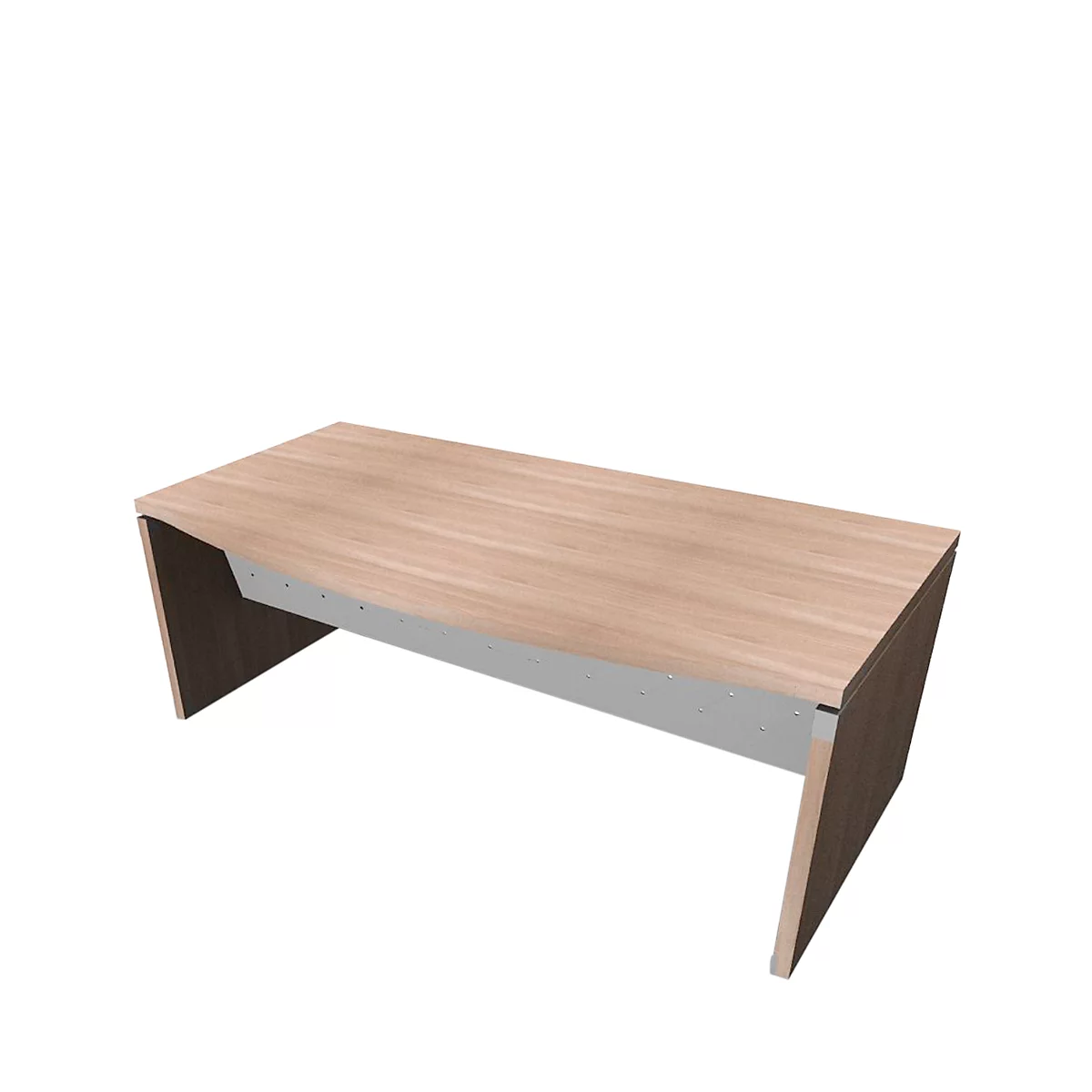 Bureautafel X-TIME-WORK, wang, met ronde boog, B 2000 x D 1000 x H 740 mm, iep/aluminium