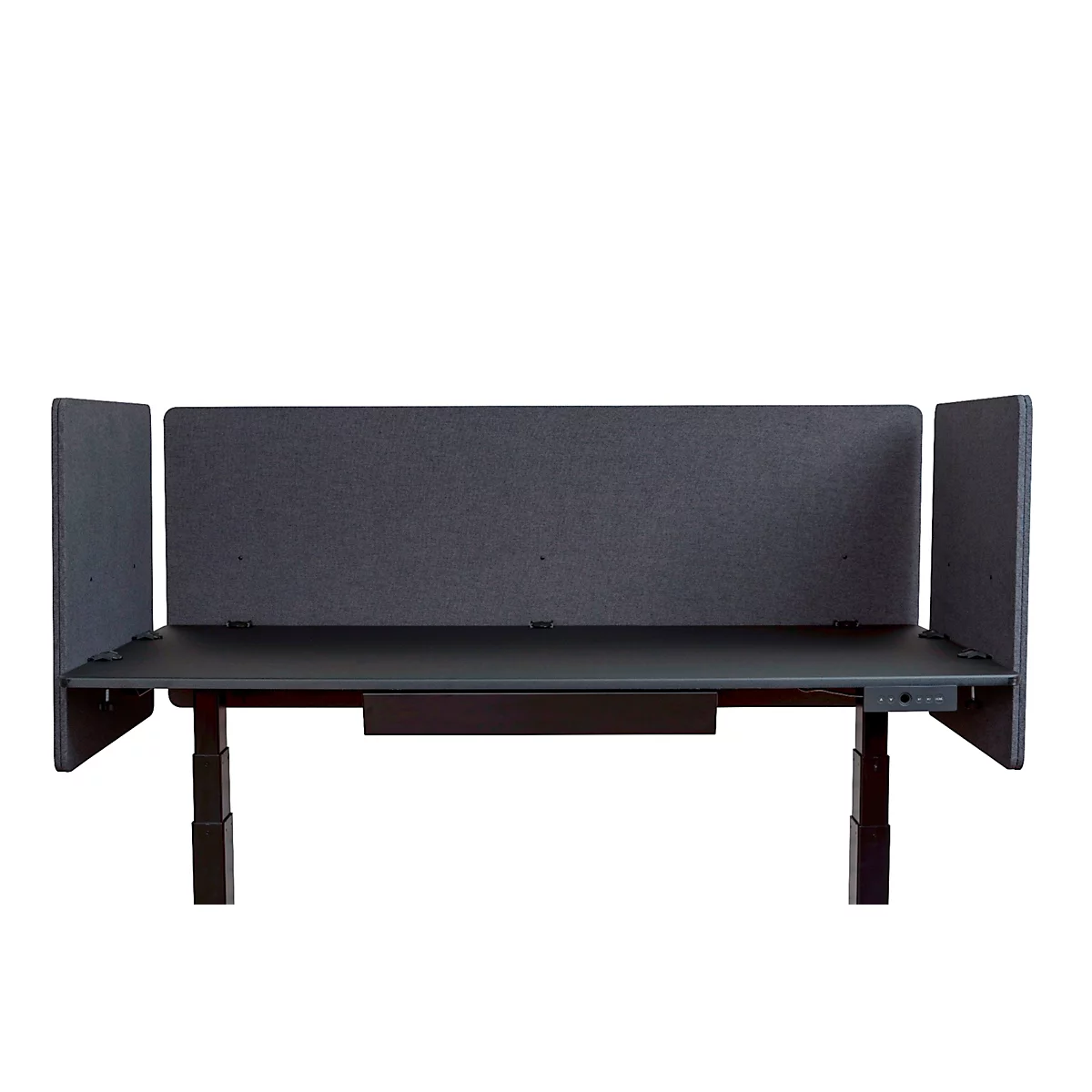 Bureauwand Luxor, klembevestiging, geluidsabsorptie tot 85 %, ca. 3 kg, B 600 x D 20 x H 600 mm, PET &amp; staal, leigrijs