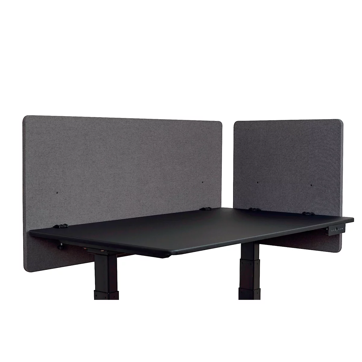 Bureauwand Luxor, voor plaatdikte tot 40 mm, klembevestiging, ca. 6 kg, B 1200 x D 20 x H 600 mm, gerecycled materiaal, leigrijs