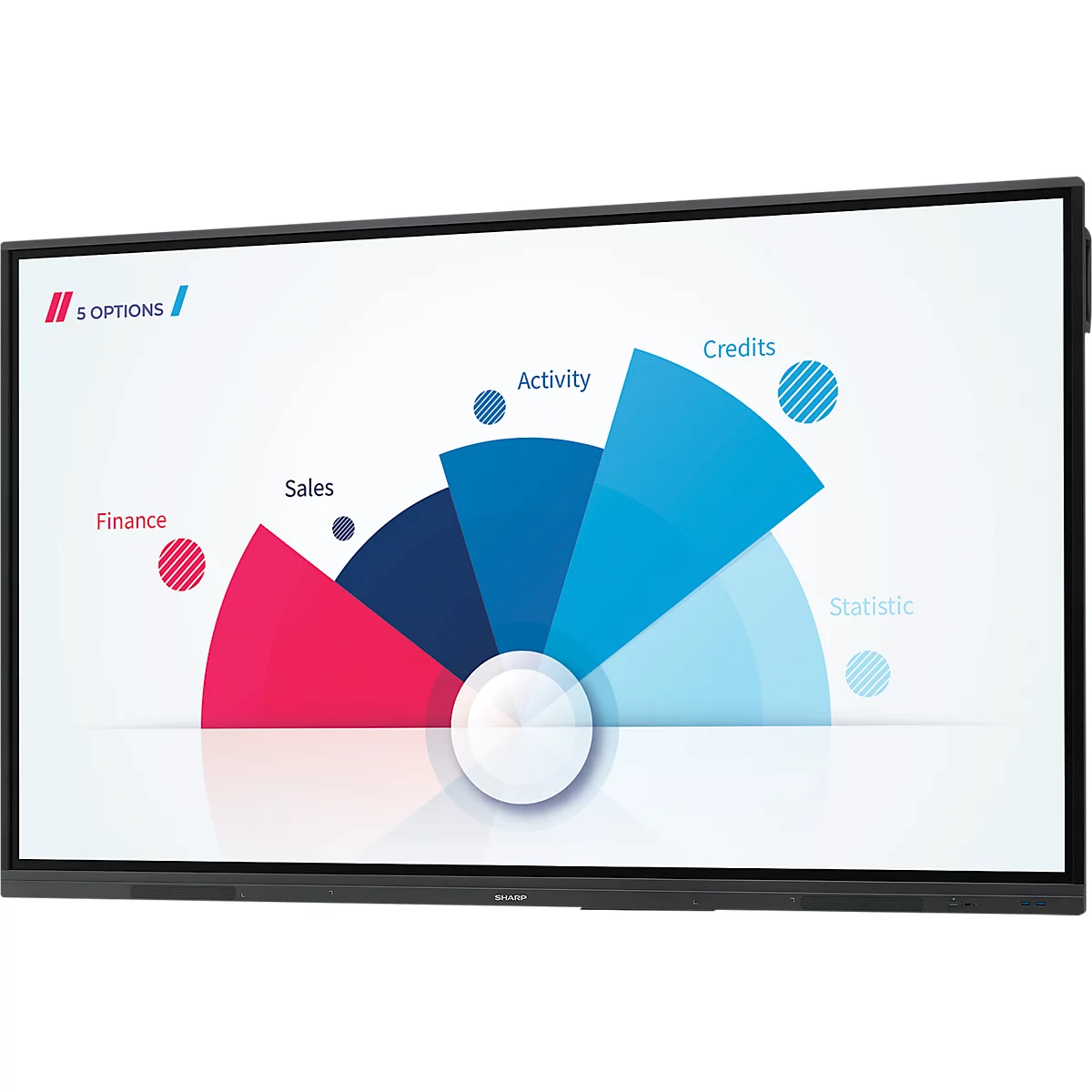 Business Monitor Sharp PN-L752B, Precision-Touch-Technologie, 75',3840 x 2160 px, HDMI/VGA/USB/LAN, 2 x 10 W, BYOD, integrierter Android-PC