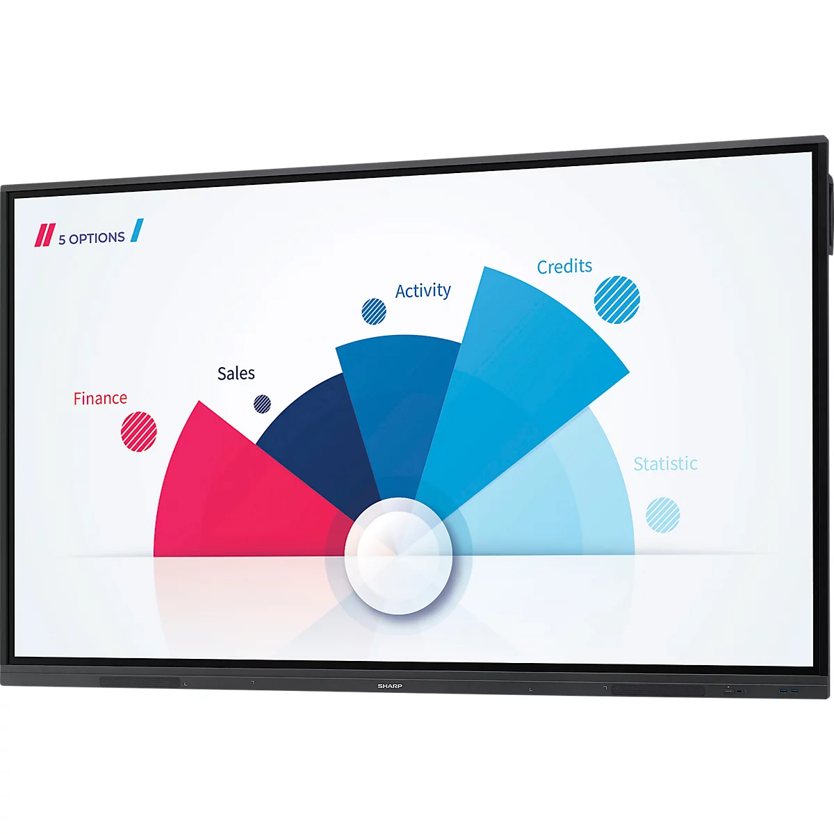 Business Monitor Sharp PN-L862B, Precision-Touch-Technologie, 86',3840 x 2160 px, HDMI/VGA/USB/LAN, 2 x 10 W, BYOD, integrierter Android-PC