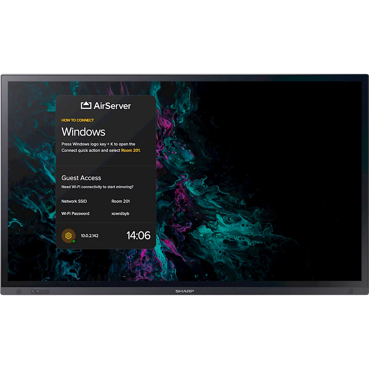 Business Monitor Sharp PN-LA652, InGlass™-Touch-Technologie, 65',3840 x 2160 px, IPS Panel, HDMI/DisplayPort/USB/LAN, 2 x 10 W, Intel™ SDM-Slot