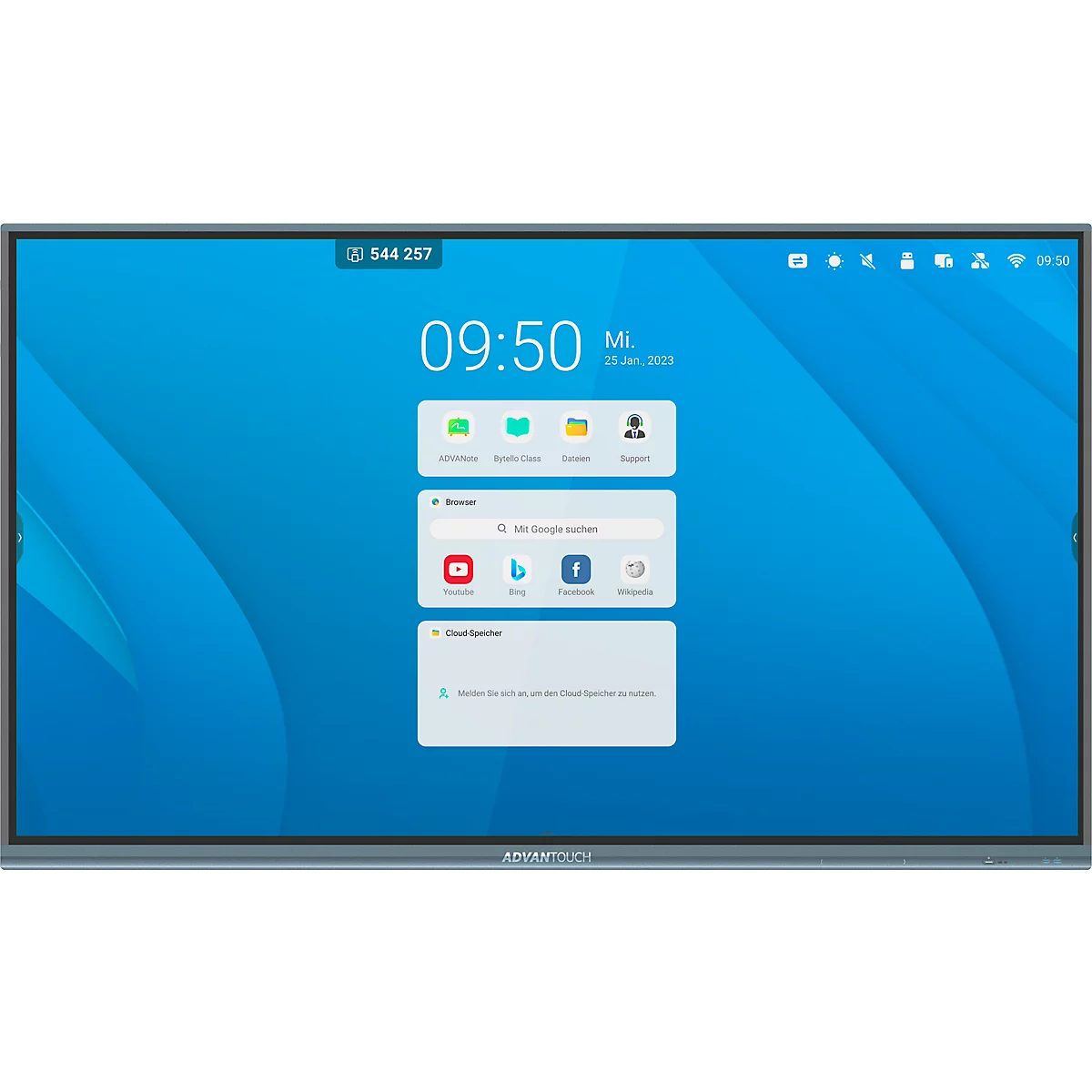Businessmonitor ADVANTouch vGAP4, 65', Infrarot-Touch-Technologie, 3840 x 2160 px, 4K-UHD, 2 x 20 W, HDMI/USB/LAN/WiFi/Bluetooth, schwarz