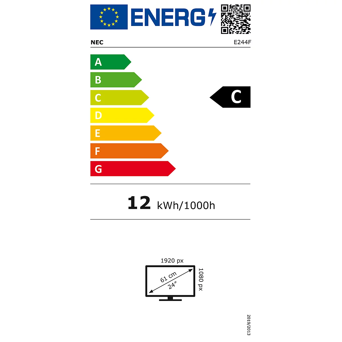 Businessmonitor NEC MultiSync® E244F LCD 24 Zoll, 1920 x 1080, 60 Hz, 16:9, HDMI/DisplayPort, schwarz