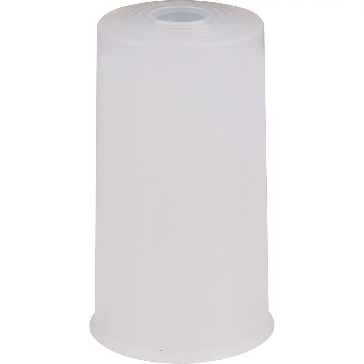 Forme d'abat-jour cylindrique, blanc laiteux. Enroulé en haut, légèrement conique en bas.