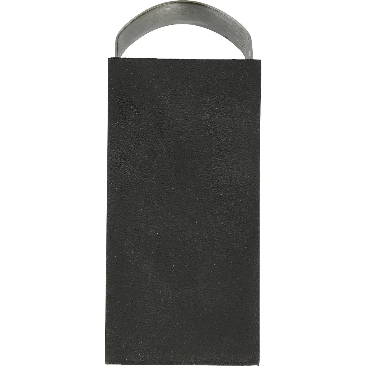Butoir de porte, en forme de coin, antidérapant, avec poignée, L 120 x l 50 x H 30 mm, inox &amp; plastique, noir-argenté