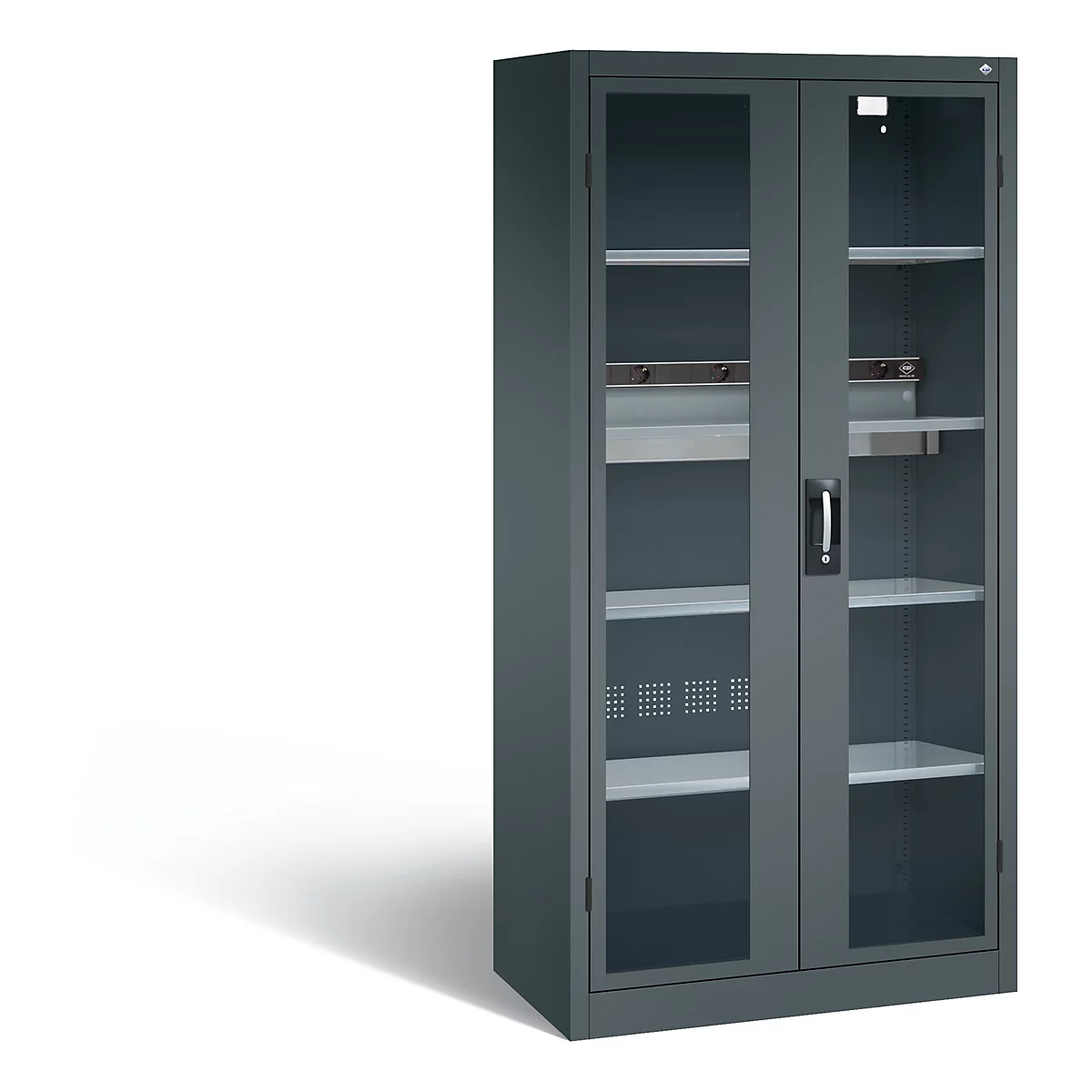 C+P Acculaderkast Basic met kijkvenster van acrylglas, H 1950 x B 930 x D 500 mm, antraciet