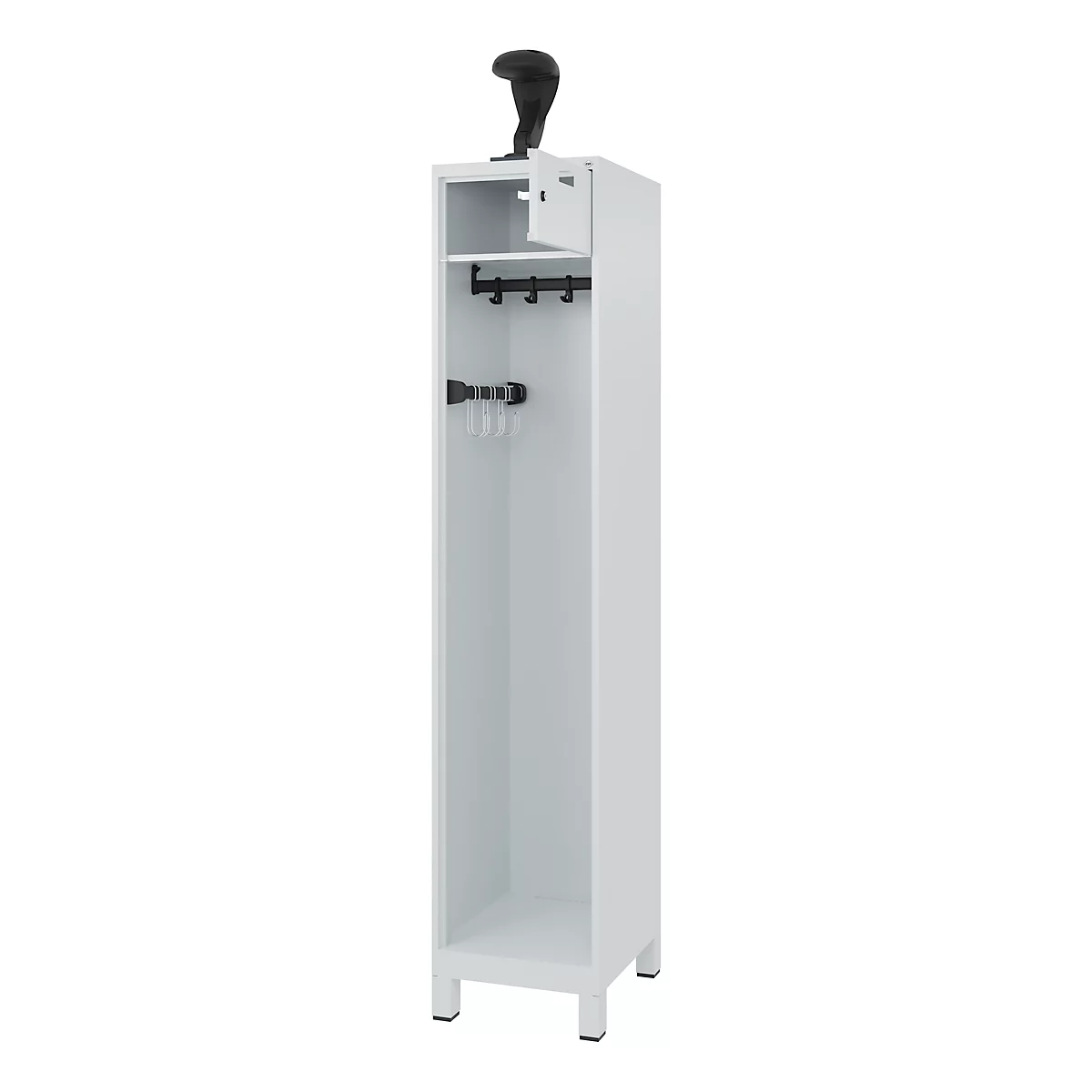 C+P Brandweerkast Evolo, model PRAKTUS, 1 vak, H 1850 x B 400 x D 500 mm, poten, lichtgrijs