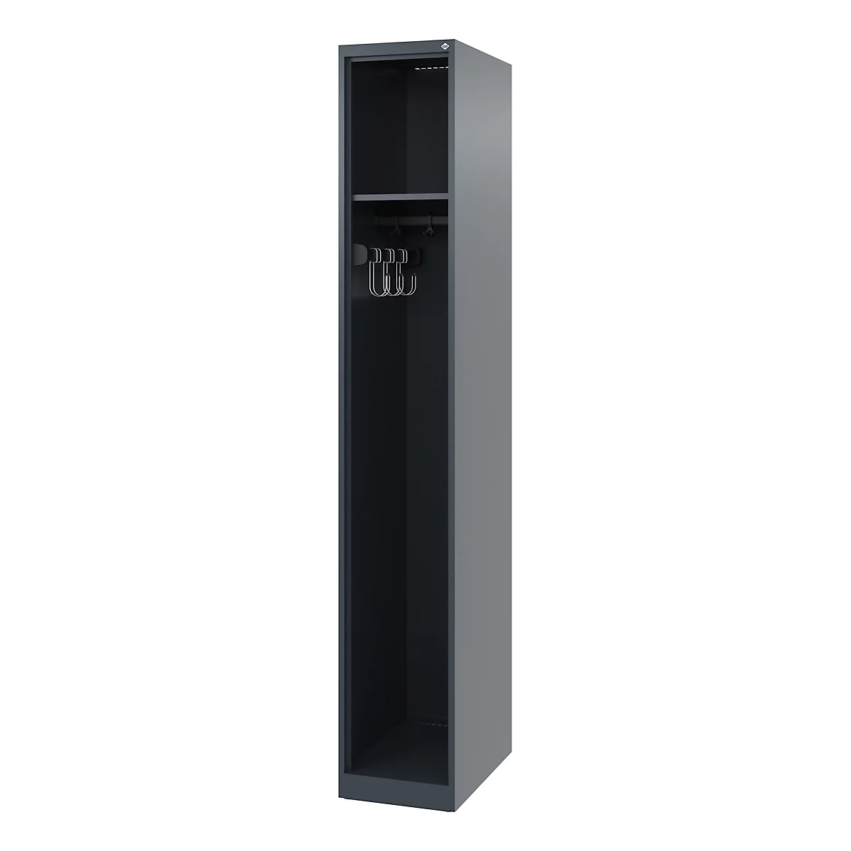 C+P Brandweerkluis Evolo, model EXPERT, 1 compartiment, B 300 x D 500 x H 1850 mm, vloerglijders, antracietgrijs RAL 7016