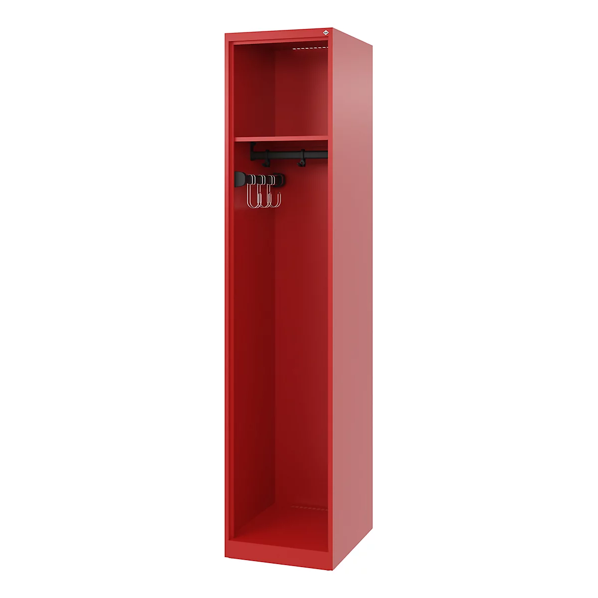 C+P brandweerkluis Evolo, model EXPERT, 1 compartiment, B 400 x D 500 x H 1850 mm, vloerglijders, vuurrood RAL 3000
