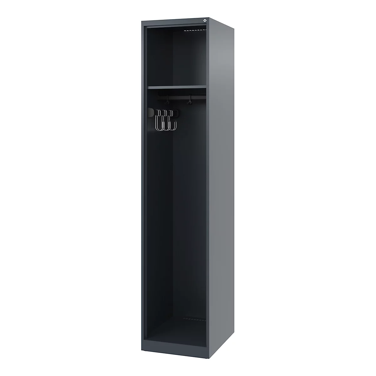 C+P Brandweerkluis Evolo, model EXPERT, 1 vak, B 400 x D 500 x H 1850 mm, vloerglijders, antracietgrijs RAL 7016