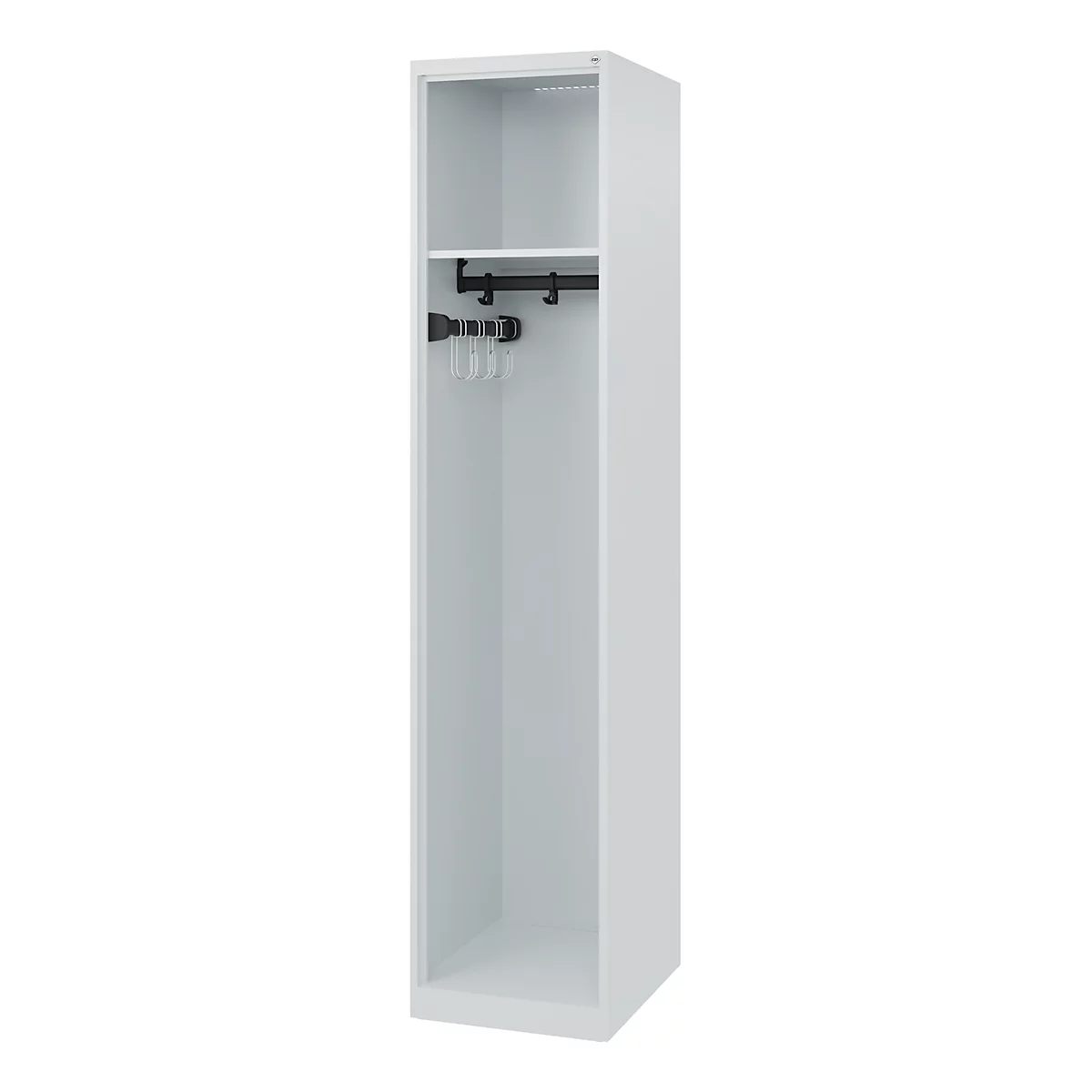 C+P Brandweerkluis Evolo, model EXPERT, 1 vak, B 400 x D 500 x H 1850 mm, vloerglijders, lichtgrijs RAL 7035