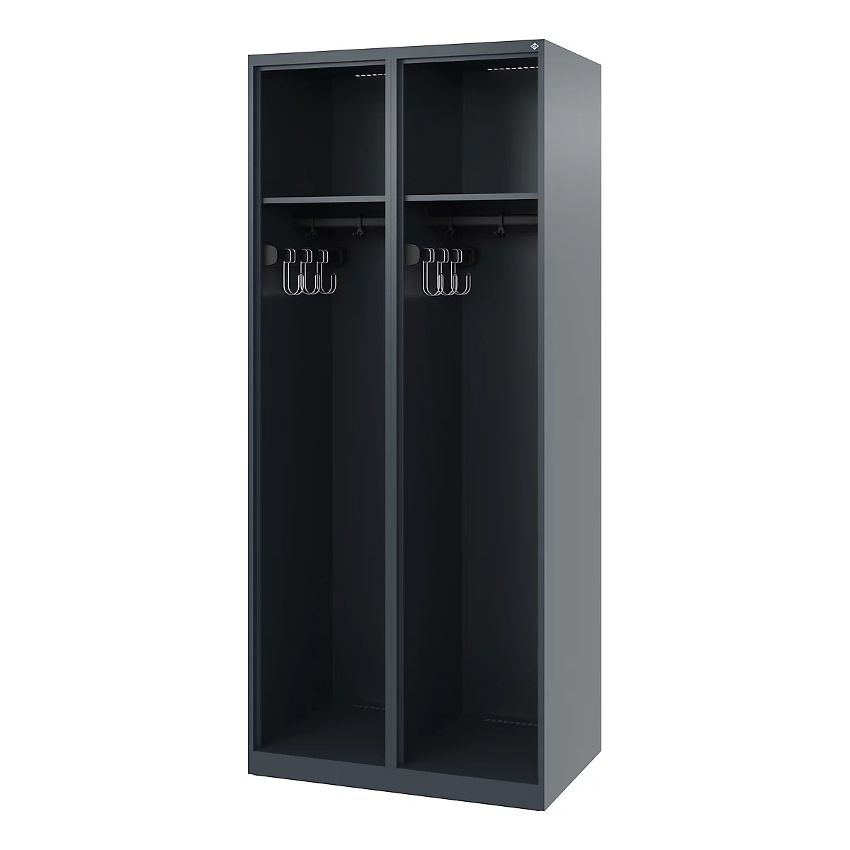 C+P brandweerkluis Evolo, model EXPERT, 2 vakken, B 800 x D 500 x H 1850 mm, vloerglijders, antracietgrijs RAL 7016